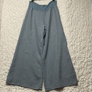 BRYN WALKER BLUE LINEN WIDE LEG PANTS SIZE M